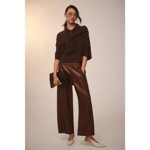 Pilcro The Izzie Faux Leather Relaxed Pull-On Barrel Trousers Plum XS